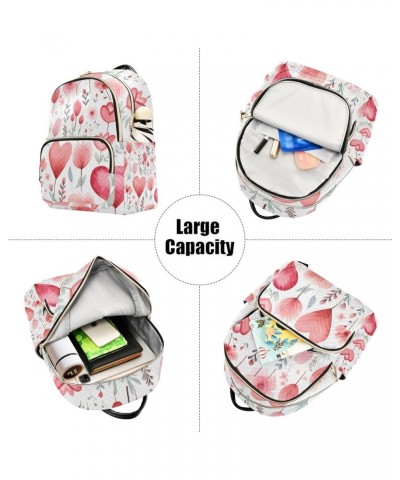 Mini Backpack Purse for Women, Red Flowers Hearts Travel Bag Casual Daypack Shoulder Bag Small $16.63 Backpacks