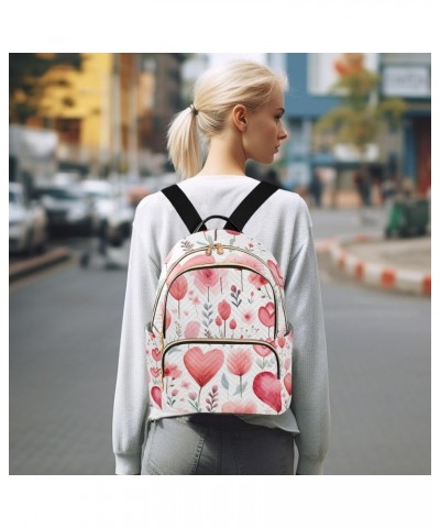 Mini Backpack Purse for Women, Red Flowers Hearts Travel Bag Casual Daypack Shoulder Bag Small $16.63 Backpacks