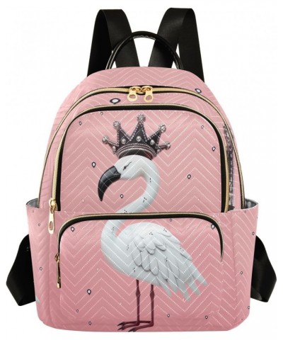 Flamingo Crown Pink Backpack for Women Shoulder Bag Casual Daypack Lightweight Travel Purse Small Backpacks for Outdoor Ladie...