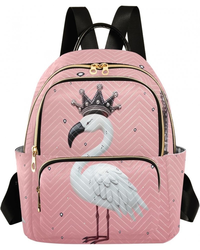 Flamingo Crown Pink Backpack for Women Shoulder Bag Casual Daypack Lightweight Travel Purse Small Backpacks for Outdoor Ladie...