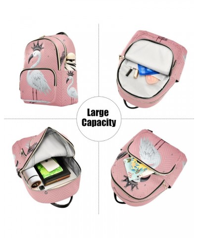 Flamingo Crown Pink Backpack for Women Shoulder Bag Casual Daypack Lightweight Travel Purse Small Backpacks for Outdoor Ladie...