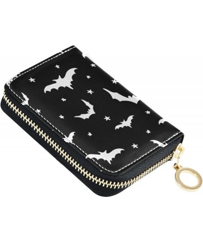 RFID Credit Card Holder Yellow Duck Leather With Zipper Card Case Wallet for Women Girls Halloween Bat $11.39 Wallets