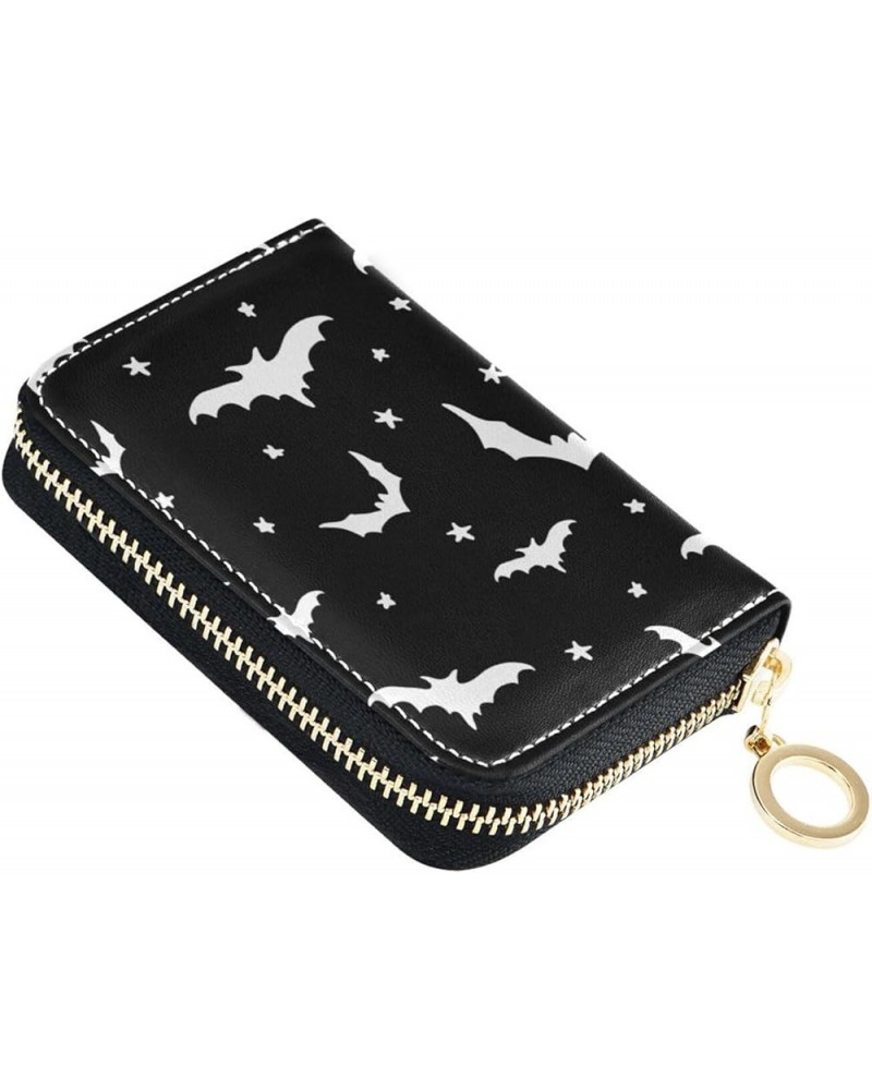 RFID Credit Card Holder Yellow Duck Leather With Zipper Card Case Wallet for Women Girls Halloween Bat $11.39 Wallets