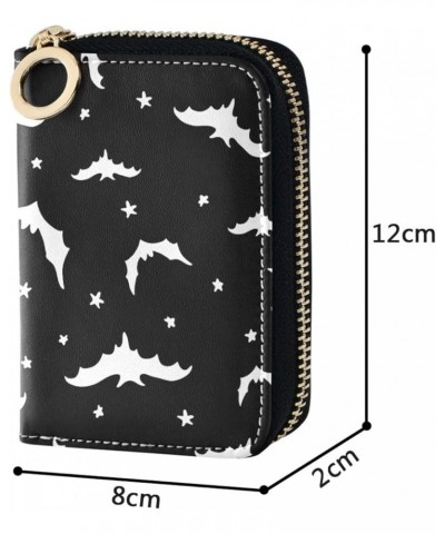 RFID Credit Card Holder Yellow Duck Leather With Zipper Card Case Wallet for Women Girls Halloween Bat $11.39 Wallets