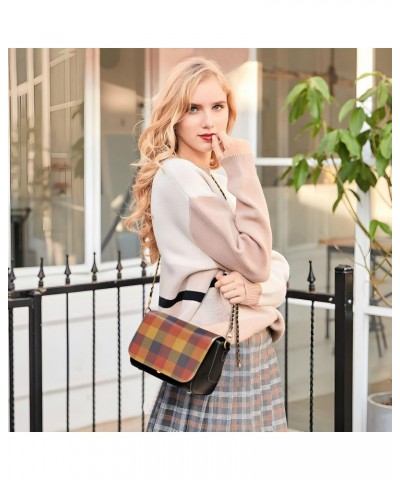 Scotland Yellow Buffalo Plaid Small Crossbody Purse Women Beauty Mini Shoulder Bag with Adjustable Strap Small Black Purse $1...