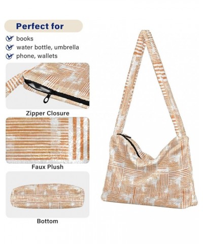 Floral Printed Colorful Purse Shoulder Bag, Furry Tote Women Purse Hobo Bags Print Striped Lines $10.91 Totes