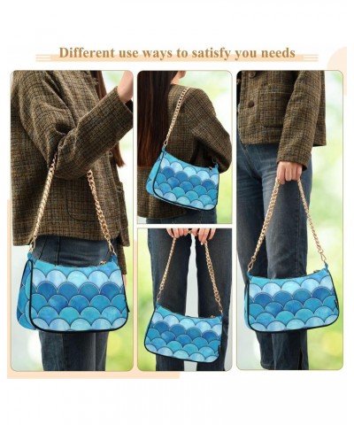 Mermaid Fish Scale Wave Shoulder Bag for Women Clutch Shoulder Purse Chain Bag with Zipper Closure Women's Tote Hobo Handbags...