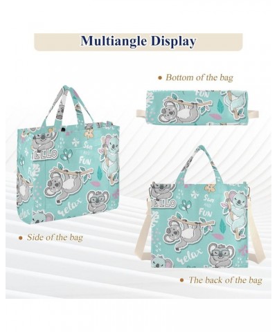 Panda Rainbow Pattern Womens Totes Travel Beach Bag Pattern Tote Bag Crossbody Big Purses Cute Koala Flower $10.56 Totes