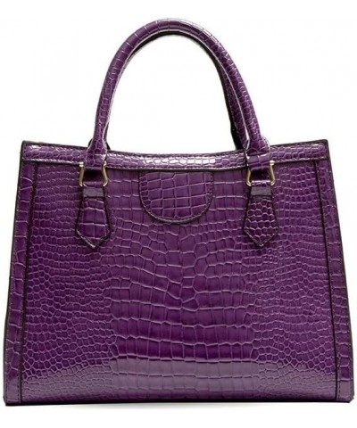 Women's Tote Bag Crocodile Pattern Leather Composite Shoulder Bag Commuting Crossbody Handbags (Green 2pcs) Purple $66.34 Totes