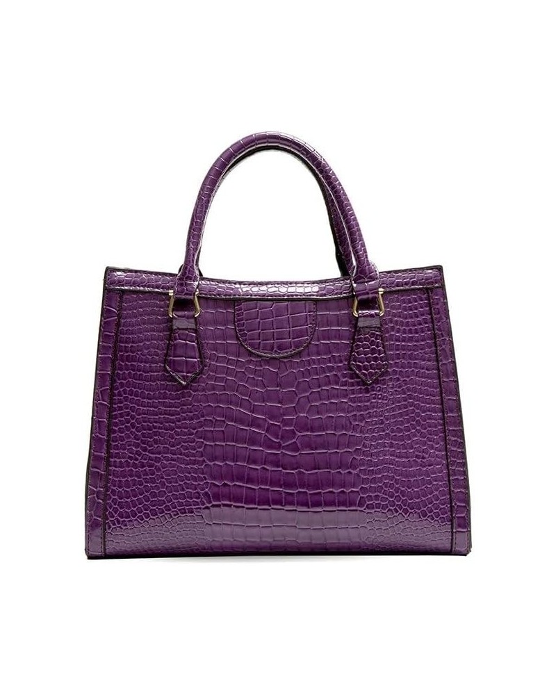 Women's Tote Bag Crocodile Pattern Leather Composite Shoulder Bag Commuting Crossbody Handbags (Green 2pcs) Purple $66.34 Totes