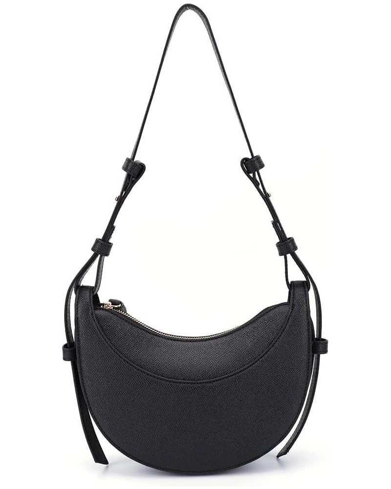 Leather Crescent Bag for Women, Designer Shoulder Bags, Sling Crossbody Bag Purse Handbags Casual Dumpling Hobo Bag Black $20...