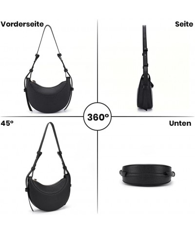 Leather Crescent Bag for Women, Designer Shoulder Bags, Sling Crossbody Bag Purse Handbags Casual Dumpling Hobo Bag Black $20...