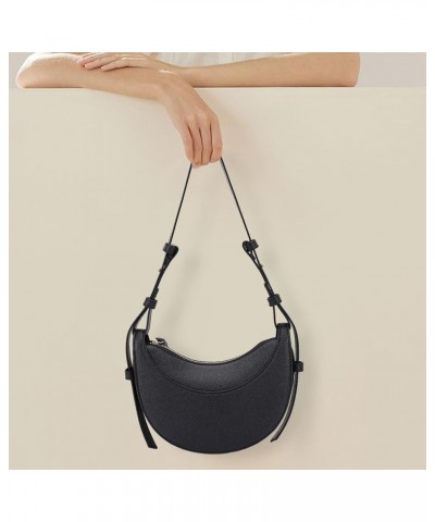 Leather Crescent Bag for Women, Designer Shoulder Bags, Sling Crossbody Bag Purse Handbags Casual Dumpling Hobo Bag Black $20...