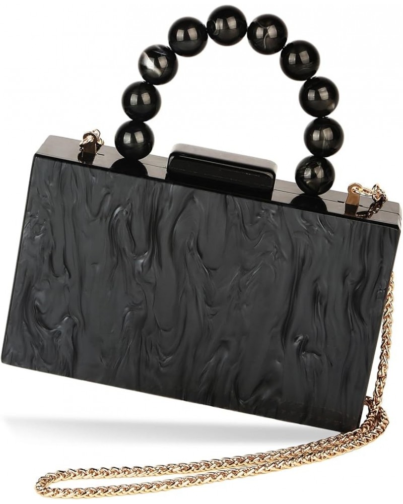 Women Acrylic Clutch Purse Marbled Evening Shoulder Bag for Wedding Cocktail Party Prom 4-black $10.80 Evening Bags