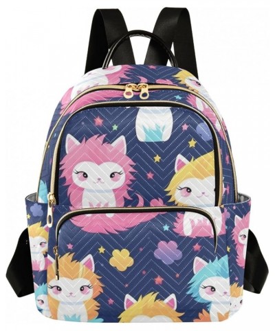 Mini Backpack Purse for Women, Rainbow Hair Cat Travel Bag Casual Daypack Shoulder Bag Small $17.27 Backpacks