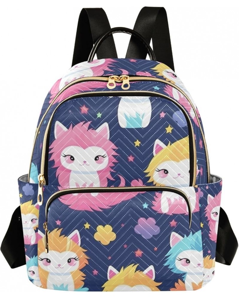 Mini Backpack Purse for Women, Rainbow Hair Cat Travel Bag Casual Daypack Shoulder Bag Small $17.27 Backpacks