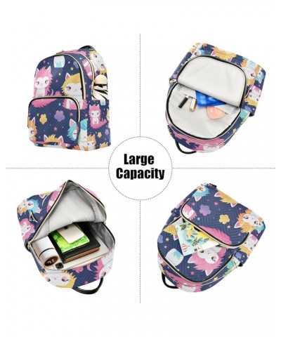 Mini Backpack Purse for Women, Rainbow Hair Cat Travel Bag Casual Daypack Shoulder Bag Small $17.27 Backpacks