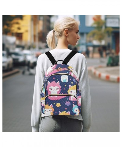 Mini Backpack Purse for Women, Rainbow Hair Cat Travel Bag Casual Daypack Shoulder Bag Small $17.27 Backpacks