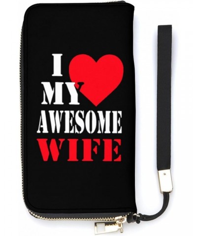 I Love My Awesome Wife Novelty Wallet with Wrist Strap Long Cellphone Purse Large Capacity Handbag Wristlet Clutch Wallets $1...