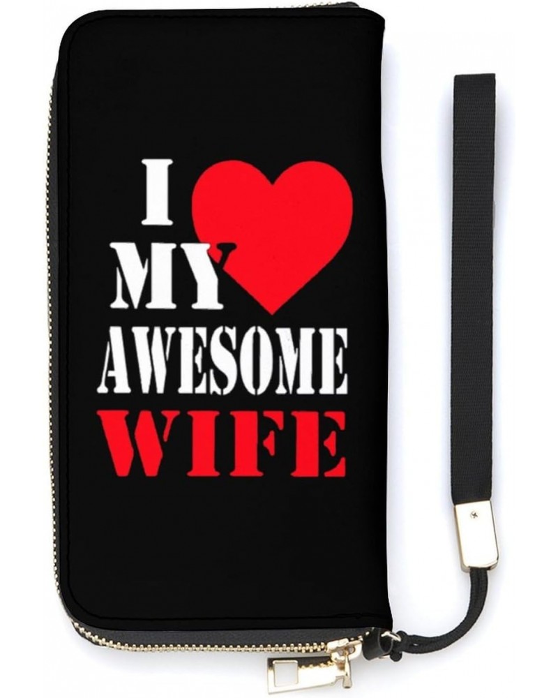 I Love My Awesome Wife Novelty Wallet with Wrist Strap Long Cellphone Purse Large Capacity Handbag Wristlet Clutch Wallets $1...