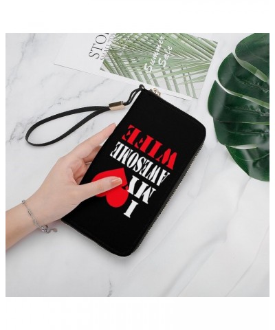 I Love My Awesome Wife Novelty Wallet with Wrist Strap Long Cellphone Purse Large Capacity Handbag Wristlet Clutch Wallets $1...