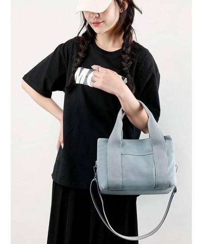 Canvas Tote Bag for Women Small Tote Shoulder Bag with Zipper Canvas Crossbody Bag Handbag Satchel Hobo Bag Messenger Bag Blu...