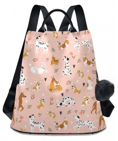 Funny Cartoon Cute Dogs and Hearts Flowers Backpack Purse for Women Fashion Ladies Shoulder Bags Large Travel Bag $21.99 Back...