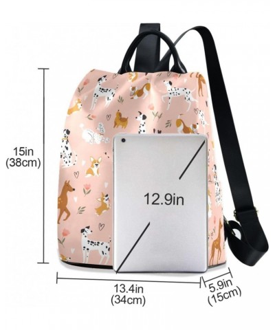 Funny Cartoon Cute Dogs and Hearts Flowers Backpack Purse for Women Fashion Ladies Shoulder Bags Large Travel Bag $21.99 Back...