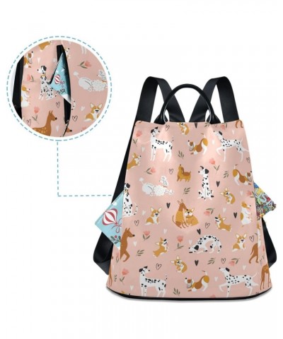 Funny Cartoon Cute Dogs and Hearts Flowers Backpack Purse for Women Fashion Ladies Shoulder Bags Large Travel Bag $21.99 Back...