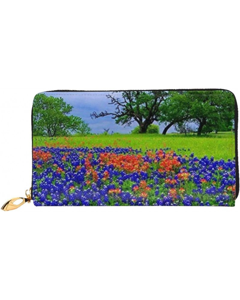 Leather Clutch Wallet Cell Phone Purse Fashion Wristlet Handbag For Women Men-Bluebonnet $23.58 Wristlets