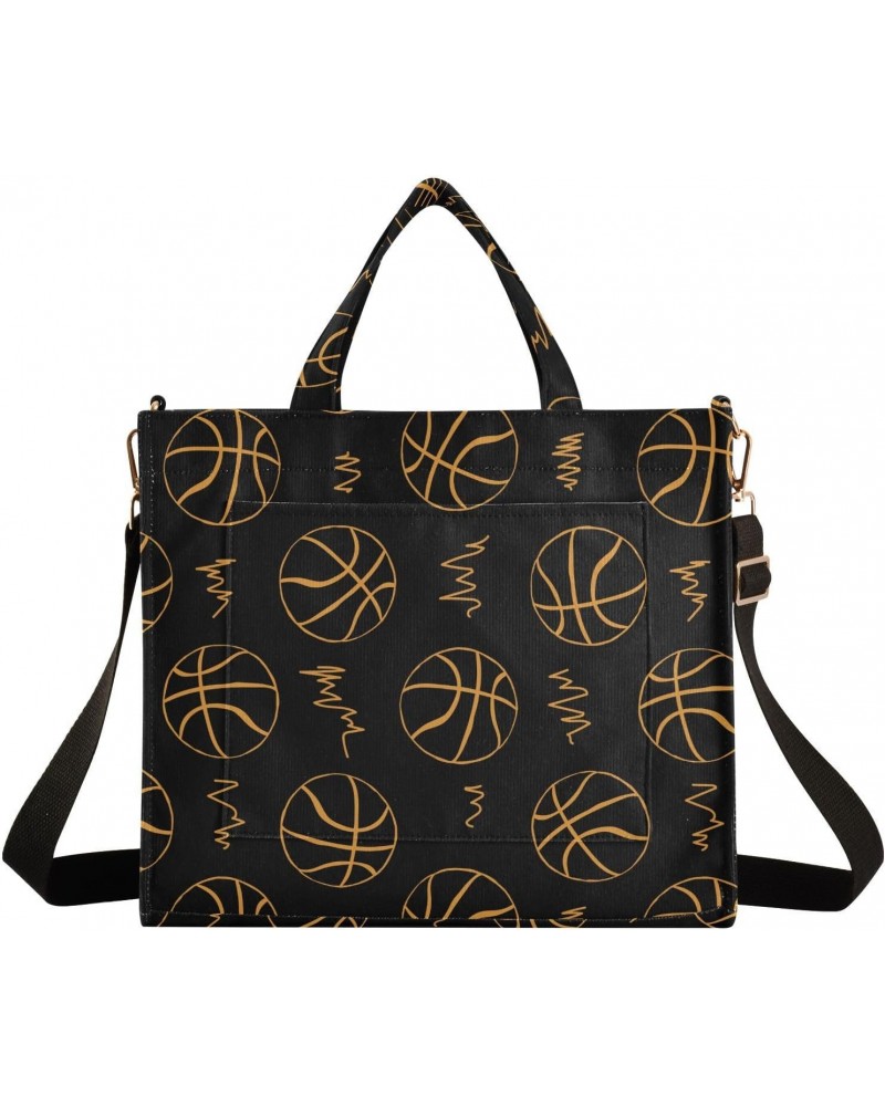 Women Basketball Corduroy Tote Bag Casual Handbags Fashion Shoulder Hobo bag $12.49 Totes