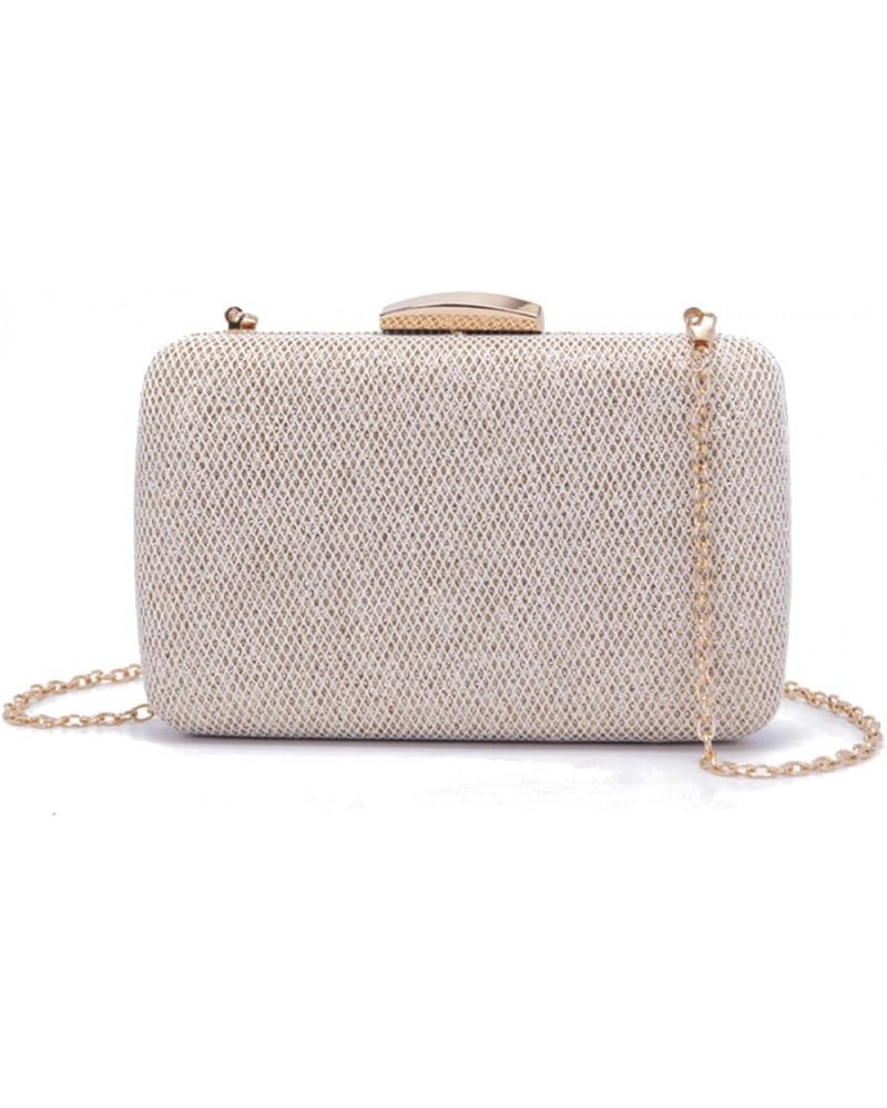 Evening Clutch White Gold Weave Chain Shoulder & Crossbody Bag Novelty Clutch Purses For Women Formal $15.68 Evening Bags