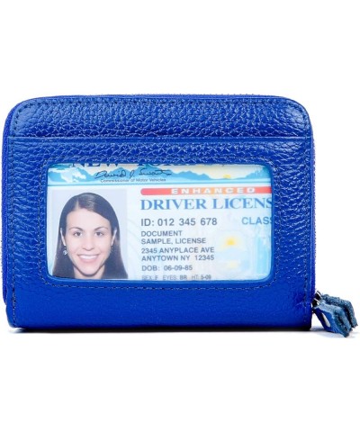 Wallets for Women Genuine Leather Double Zipper RFID Blocking Purse with Coin Pocket Blue $19.24 Wallets