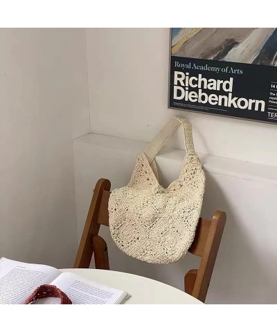 Beach Bags for Women,Summer Soft Large Woven Shoulder Purse Knit Handbag, Beach Tote Bag for Summer Vacation Beige $13.19 Totes