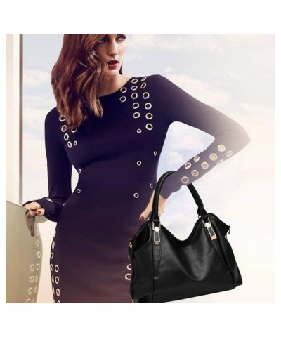 Women Handbag Purses PU Leather Vintage Top Handle Bag Totes Shoulder Bag Black $32.19 Totes