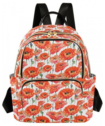 Wildflower Poppies Flower Quilted Backpack for Women Shoulder Bags Purse Travel Bag for Daily Work Nurse M Small $16.11 Backp...