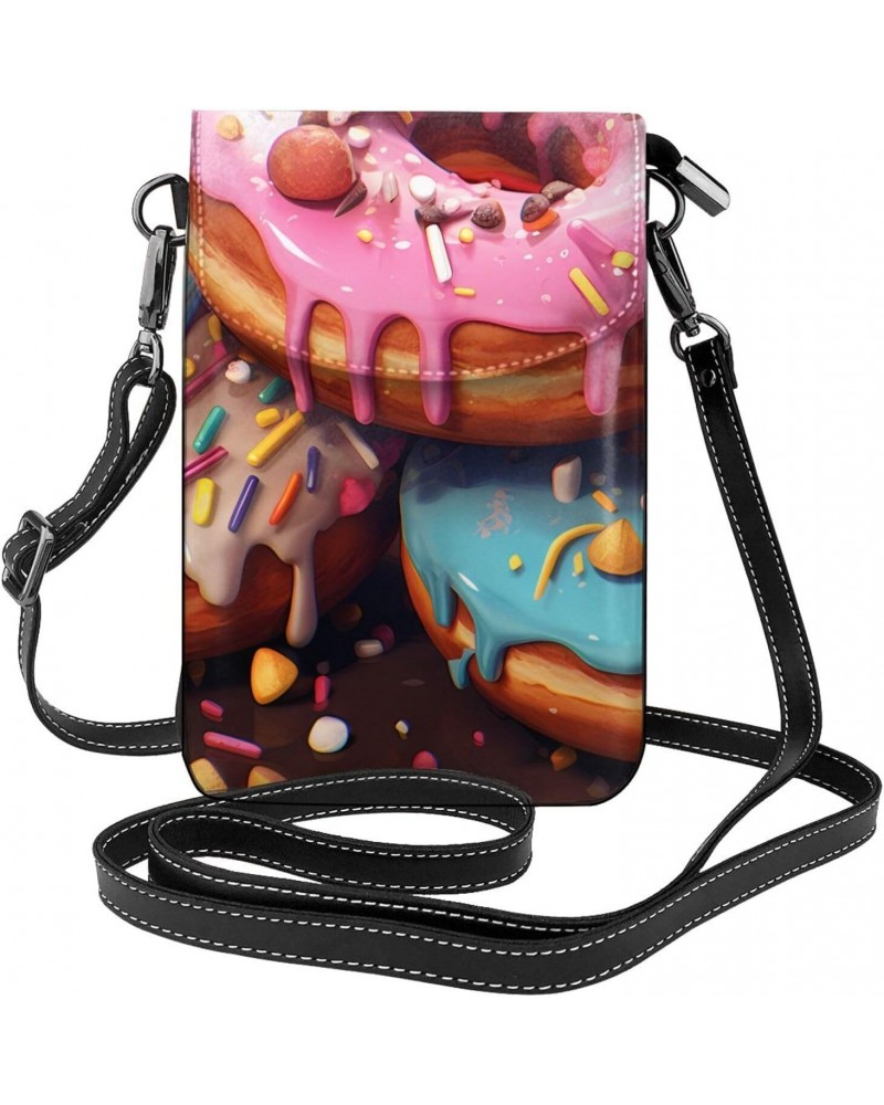 women Small Cell Phone Purse Beautiful Donuts picture Soft, durable and waterproof PU leather Convenient for daily use and tr...