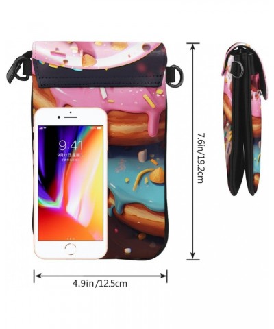 women Small Cell Phone Purse Beautiful Donuts picture Soft, durable and waterproof PU leather Convenient for daily use and tr...