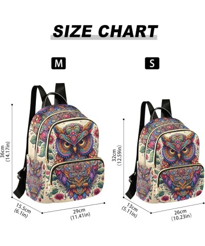 3D Animation Cute Animal Quilted Backpack Purse for Women Small Ladies Backpack Quilted Travel Bag Owl With Flowers Mandala S...