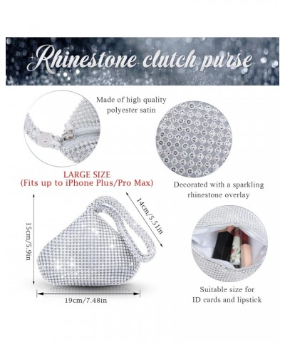 Evening Clutch Bag for Women Silver Purse Bling Rhinestone Handbags for Prom Cocktail Party Wedding Engagement (Large) $9.66 ...