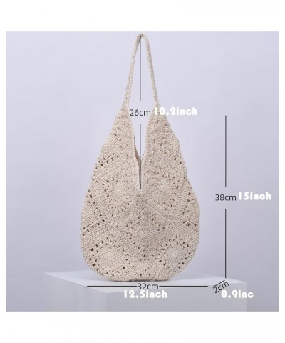 Beach Bags for Women,Summer Soft Large Woven Shoulder Purse Knit Handbag, Beach Tote Bag for Summer Vacation Beige $13.19 Totes