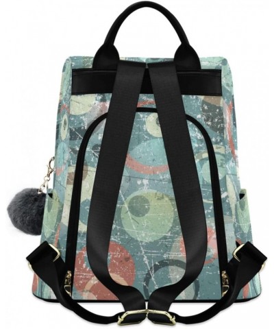 Women Fashion Backpack - Retro Circles, Anti Theft Casual Daypack Shoulder Bag Purse for Travel Work 15 inches $18.04 Backpacks