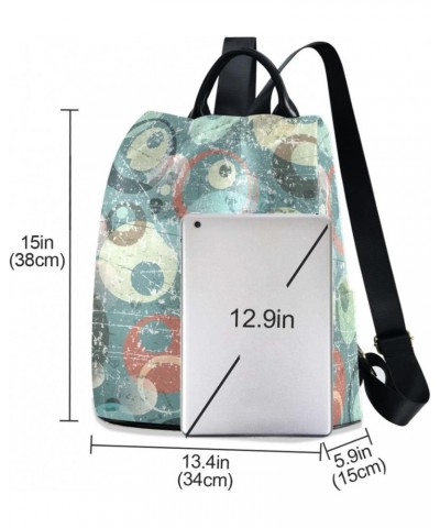 Women Fashion Backpack - Retro Circles, Anti Theft Casual Daypack Shoulder Bag Purse for Travel Work 15 inches $18.04 Backpacks