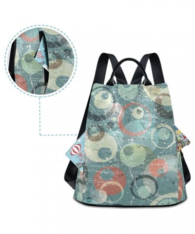 Women Fashion Backpack - Retro Circles, Anti Theft Casual Daypack Shoulder Bag Purse for Travel Work 15 inches $18.04 Backpacks