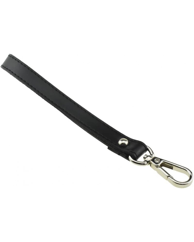 7.9 inches Length 12mm Width Chain Strap Wristlet Black Leather Intertwined with Silver Chain Prevent Snag Easy Match Purse A...