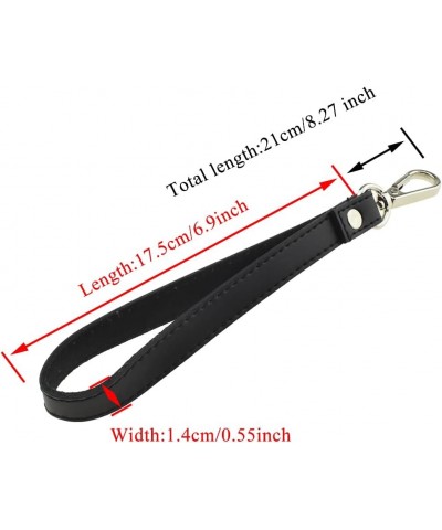 7.9 inches Length 12mm Width Chain Strap Wristlet Black Leather Intertwined with Silver Chain Prevent Snag Easy Match Purse A...