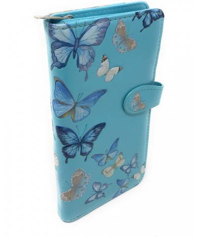 Butterflies Large Wallet for Women and Teen Girls Vegan Faux Leather 7" Blue $25.48 Wallets