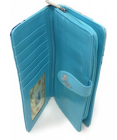 Butterflies Large Wallet for Women and Teen Girls Vegan Faux Leather 7" Blue $25.48 Wallets