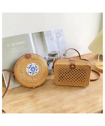 Handmade Rattan Woven Bag Messenger Rattan Bag Handmade Shoulder Bag Retro Crossbody Bags Classic Shoulder Bag for Ladies B $...