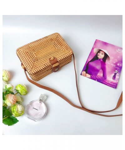 Handmade Rattan Woven Bag Messenger Rattan Bag Handmade Shoulder Bag Retro Crossbody Bags Classic Shoulder Bag for Ladies B $...